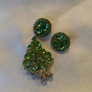 RARE VINTAGE ALBERT WEISS PERIDOT BROOCH & EARRINGS